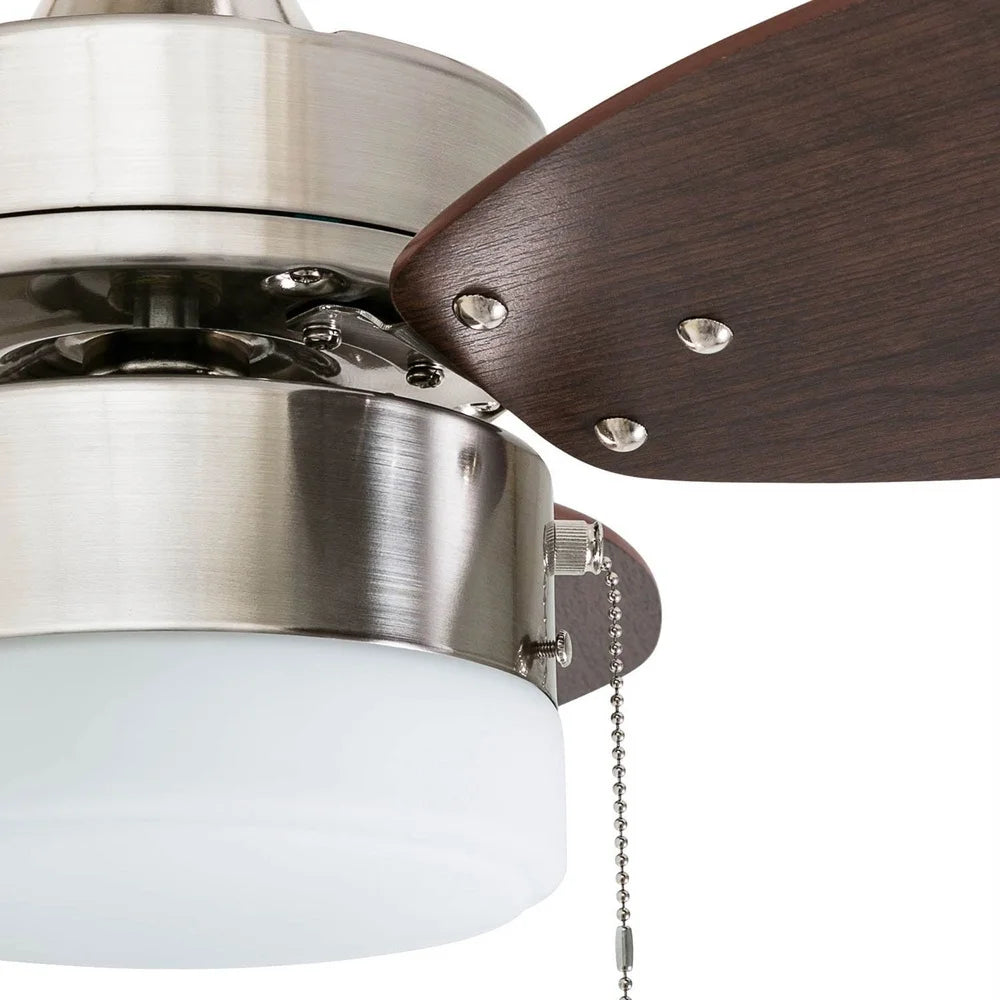 30" Brushed Nickel Ceiling Fan with Light