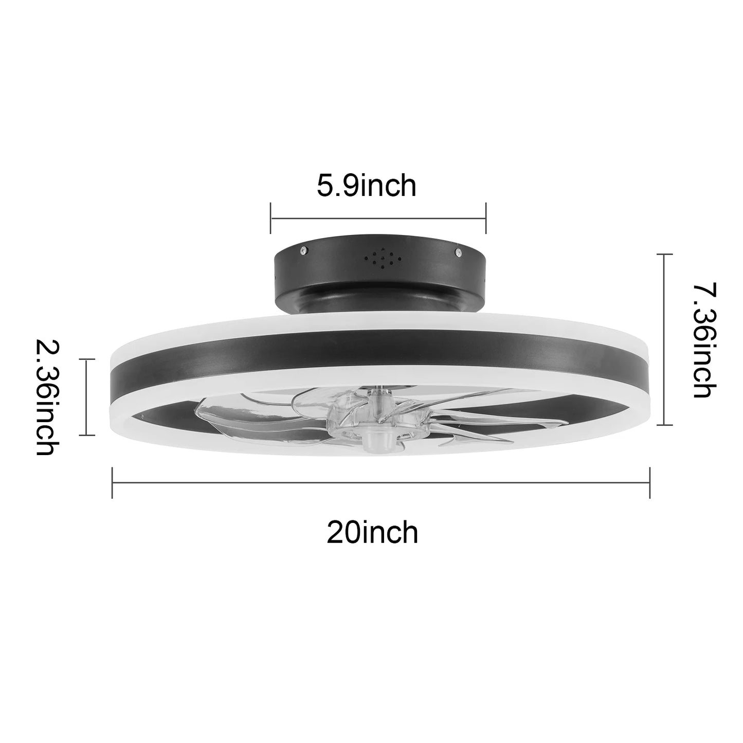 20" Modern Ceiling Fan Light