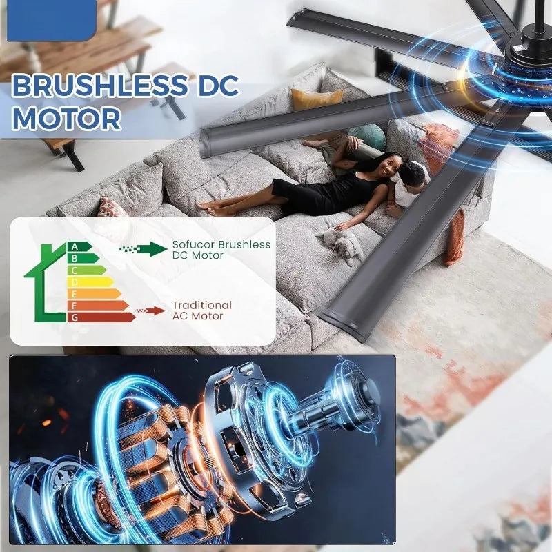 84" Smart Ceiling Fan With Light