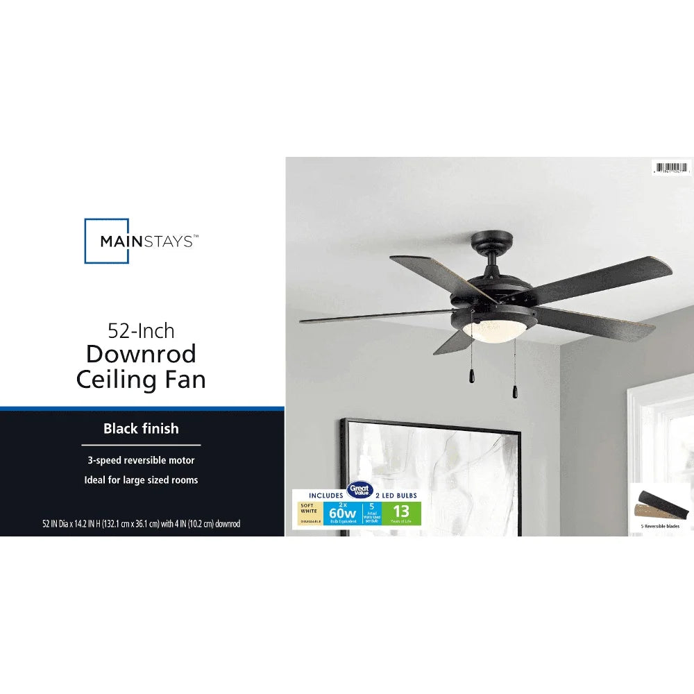52 Inch Indoor Ceiling Fan with Light