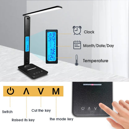 Desk Lamp With Calendar Temperature Alarm Clock