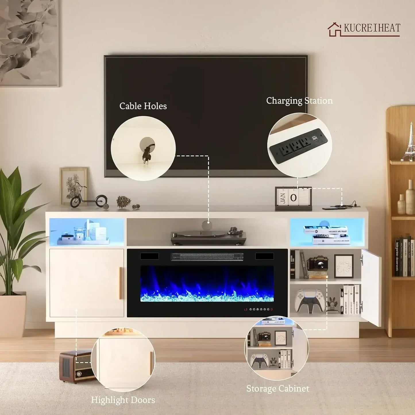 70'' TV Stand with 36'' Fireplace