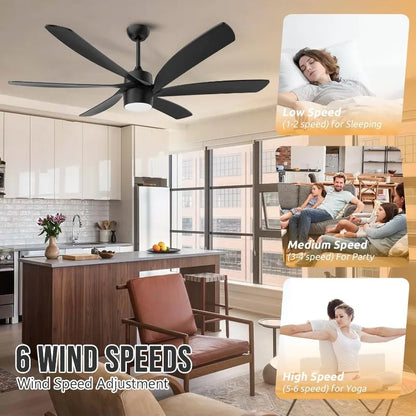 64 inch Black Ceiling Fan with Light