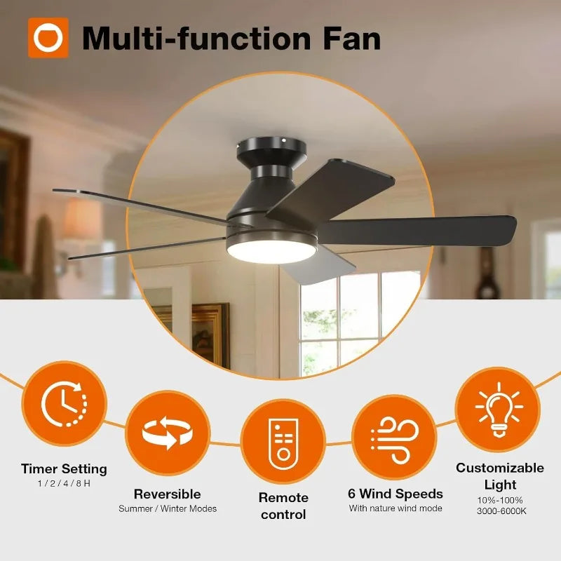 42 Inch Low Profile Ceiling Fan with Light