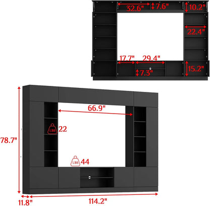 114" Large Wall Unit Entertainment Center