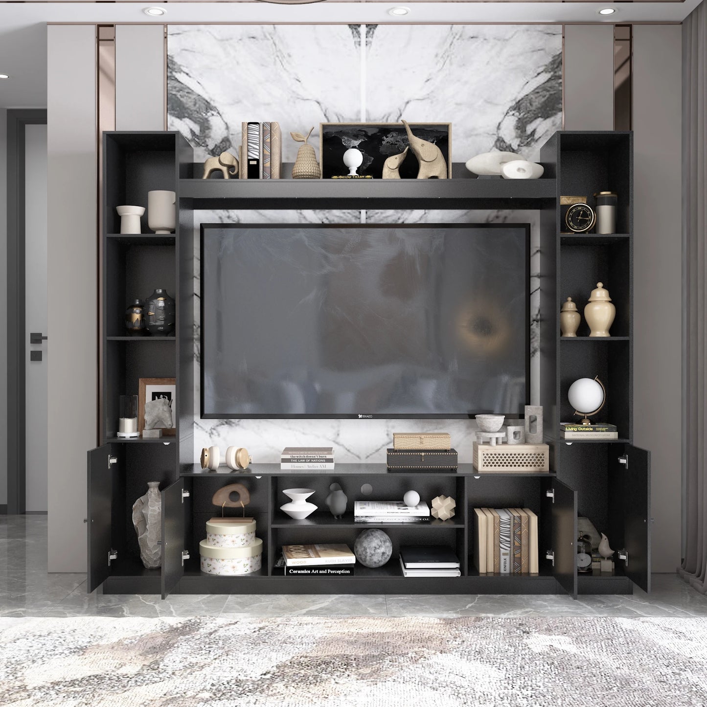 81.1'' modern wall unit 4-door TV stand