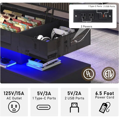 47.2 Large Lift Top Coffee Table