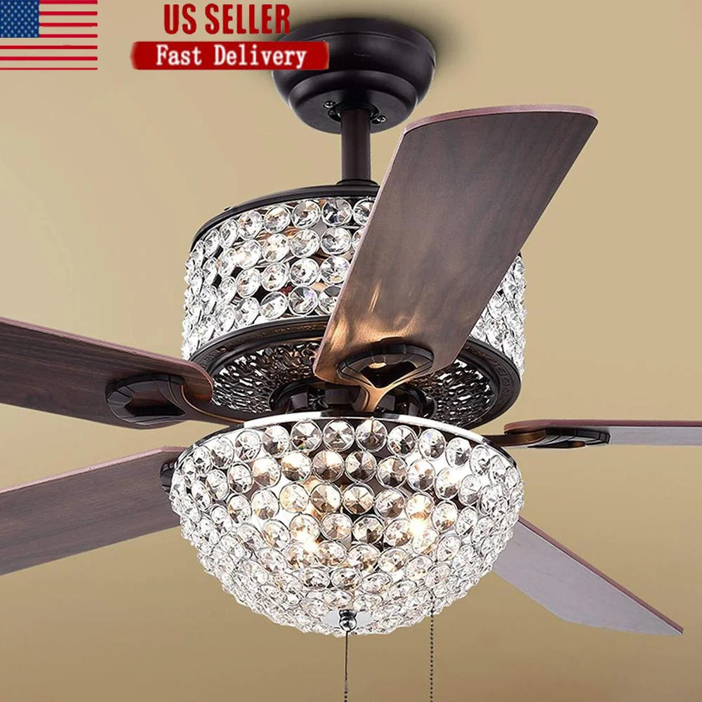 52 inch 6 Light Crystal Ceiling Fan
