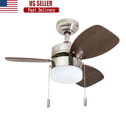 30" Brushed Nickel Ceiling Fan with Light