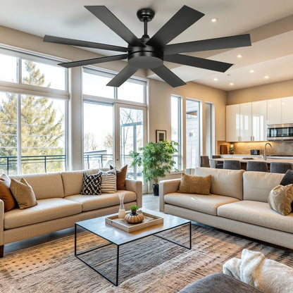 60 Inch Modern Black Ceiling Fan