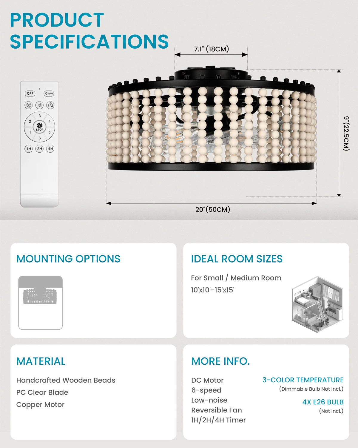 20" Ceiling Fan Chandelier