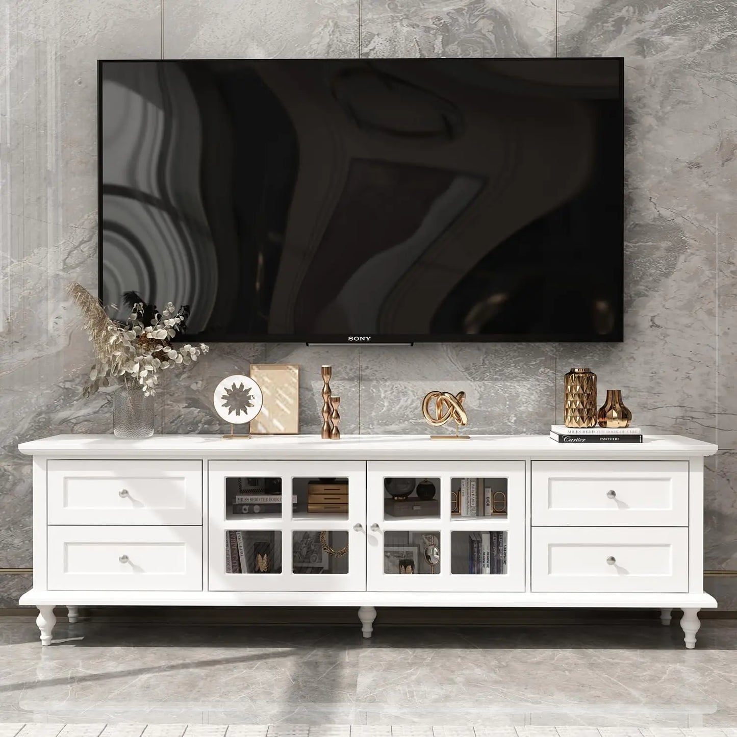 Farmhouse TV Stand for 75+ Inch TVs,
