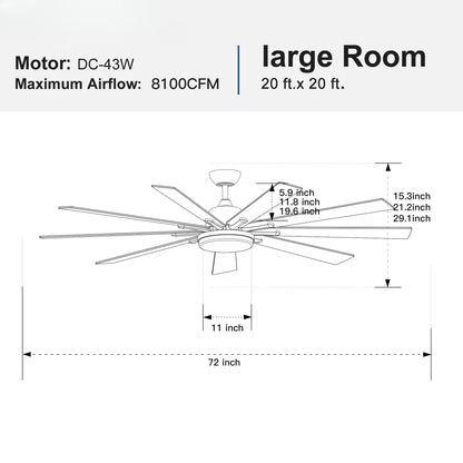 72"  Smart Ceiling Fan Light