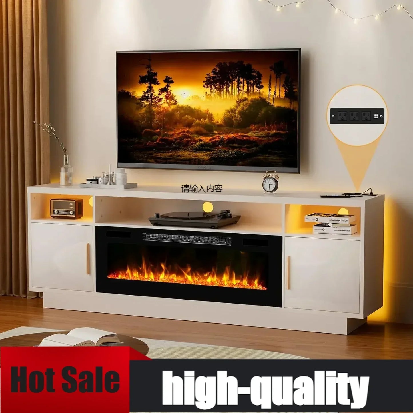70'' TV Stand with 36'' Fireplace