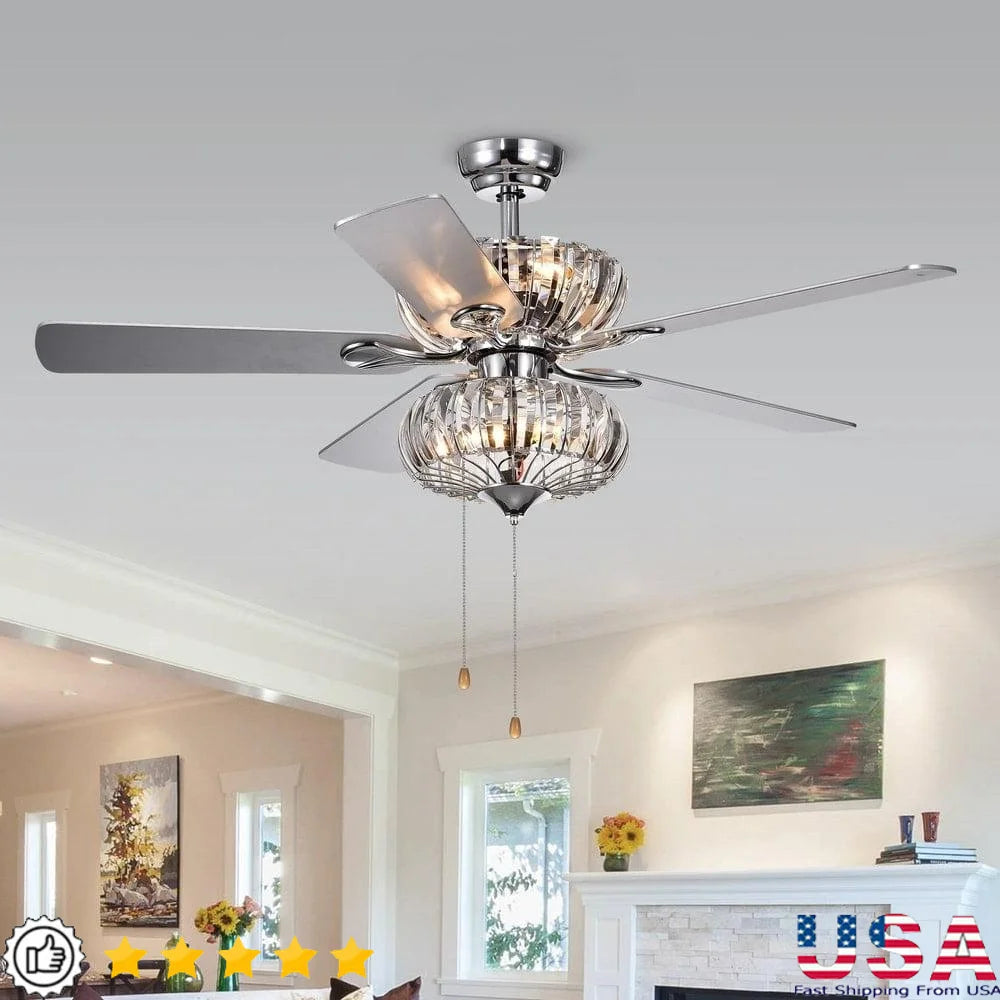 6-Light Crystal Ceiling Fan