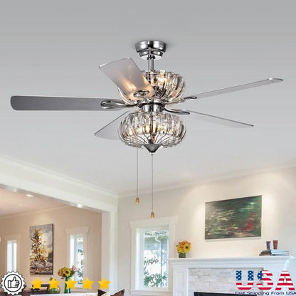 6-Light Crystal Ceiling Fan