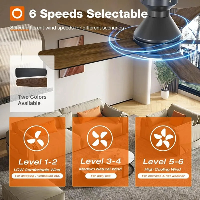 42 Inch Low Profile Ceiling Fan with Light