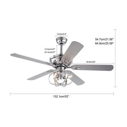 52" Crystal Cage Ceiling Fan Chandelier