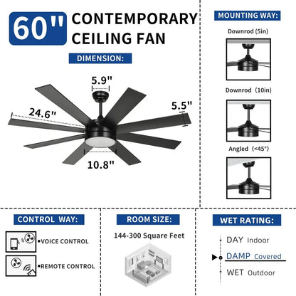 60" Smart Ceiling Fan Light