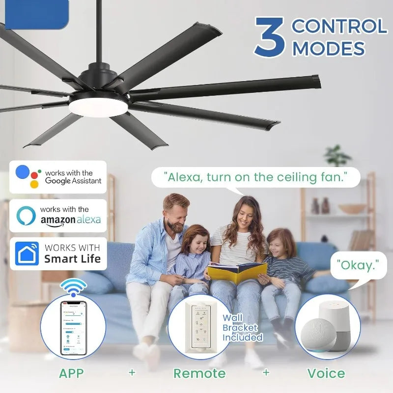 84" Smart Ceiling Fan With Light