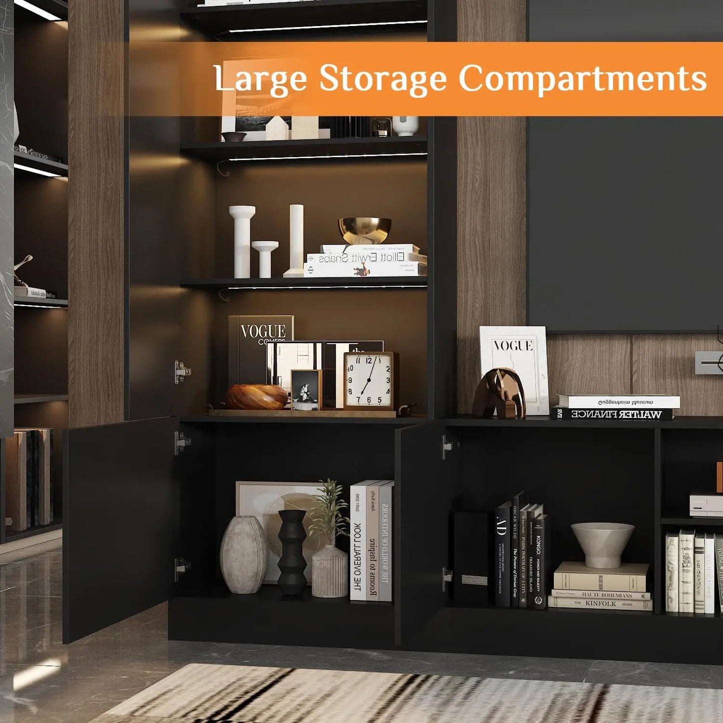 114" Large Wall Unit Entertainment Center