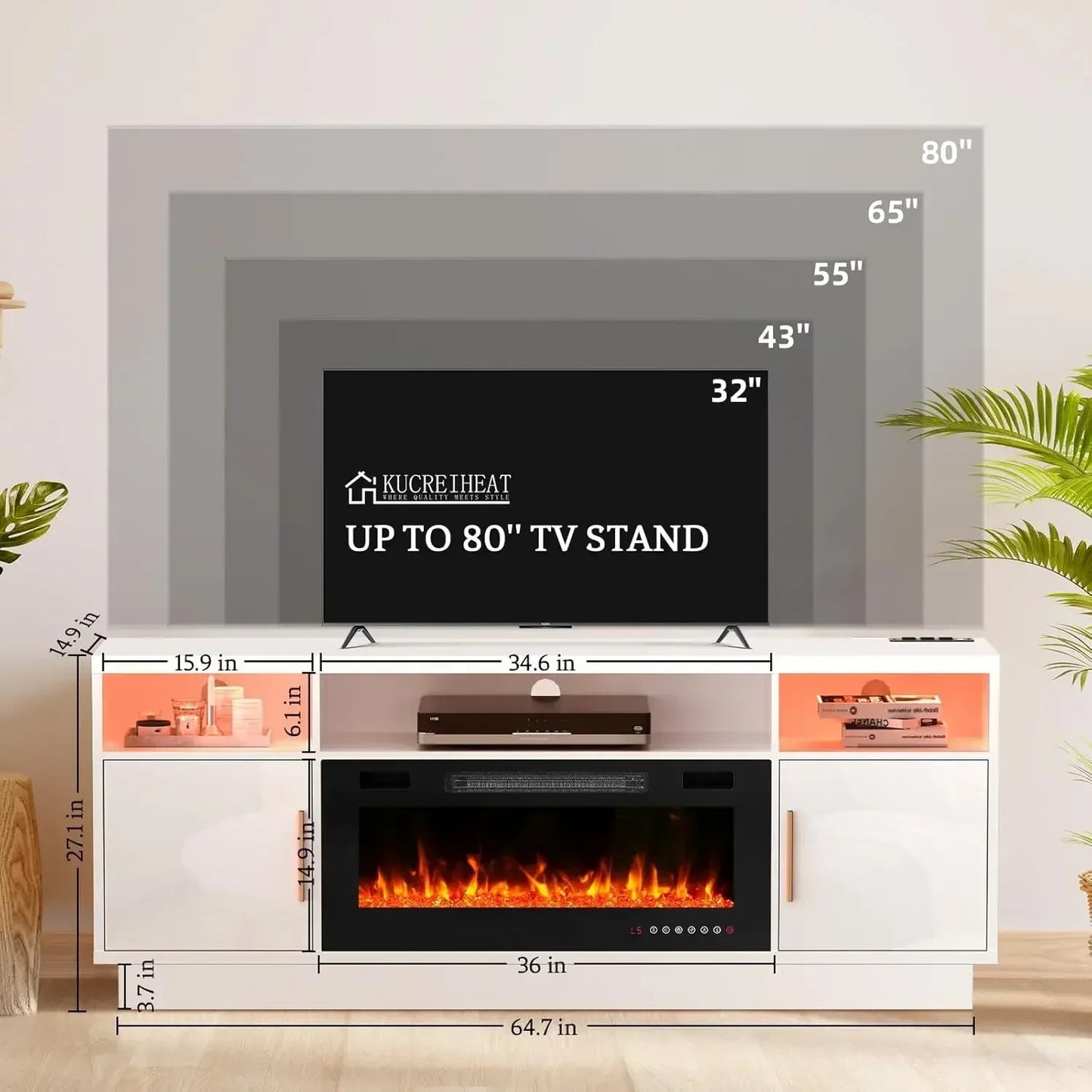 70'' TV Stand with 36'' Fireplace