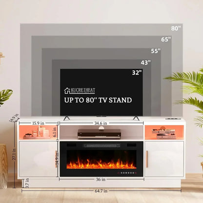 70'' TV Stand with 36'' Fireplace