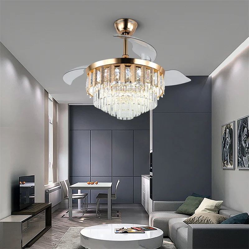 42" Crystal Ceiling Fan With Light