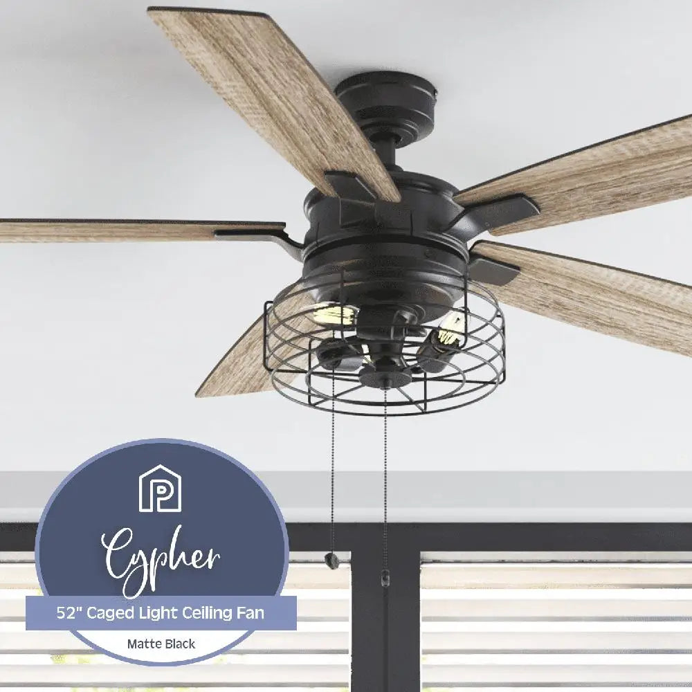 52" Industrial Ceiling Fan with Light