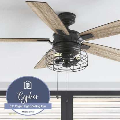 52" Industrial Ceiling Fan with Light