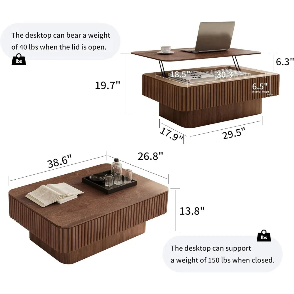 38.6" Square Lift Top Coffee Table