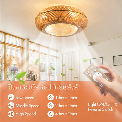 Caged Invisible Ceiling Fan with Light