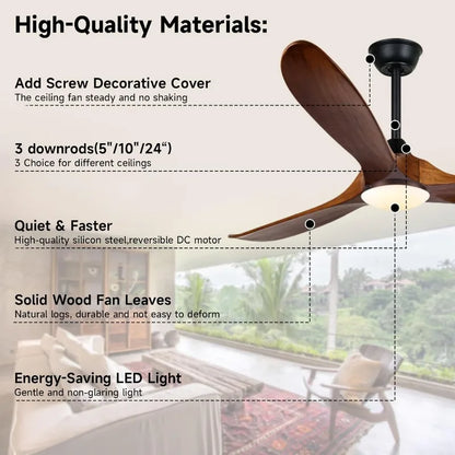 70" Large Ceiling Fan with Light and Remote