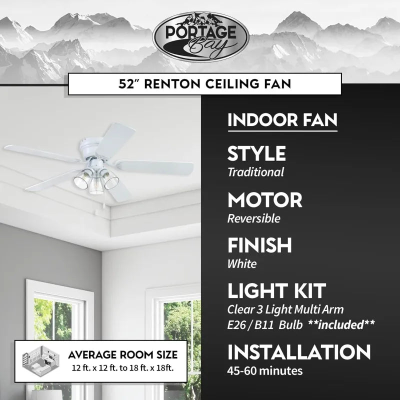 52" Ceiling Fan with Light