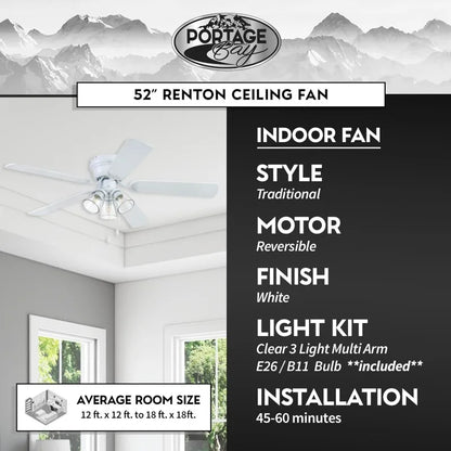 52" Ceiling Fan with Light