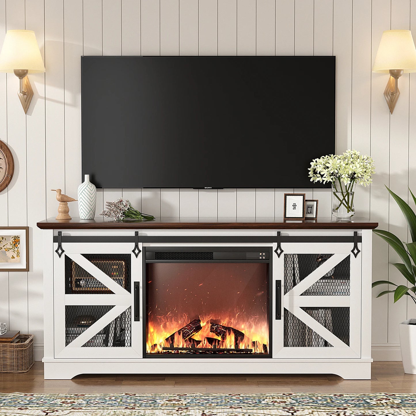 TV Stand for TVs up to 60’’ with Fireplace,