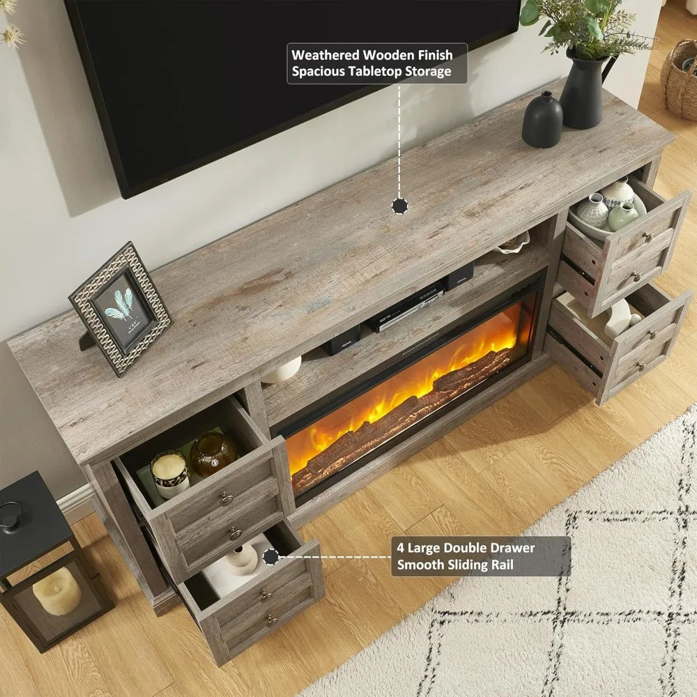 70" Fireplace TV Stand for 80" TVs