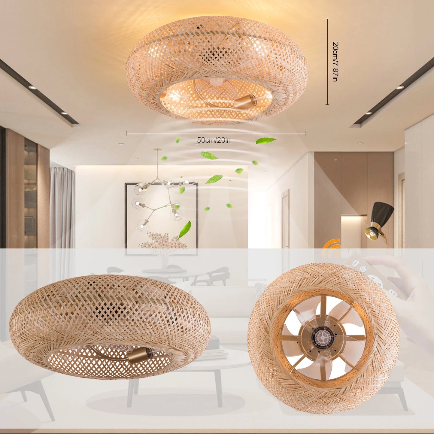 Caged Invisible Ceiling Fan with Light