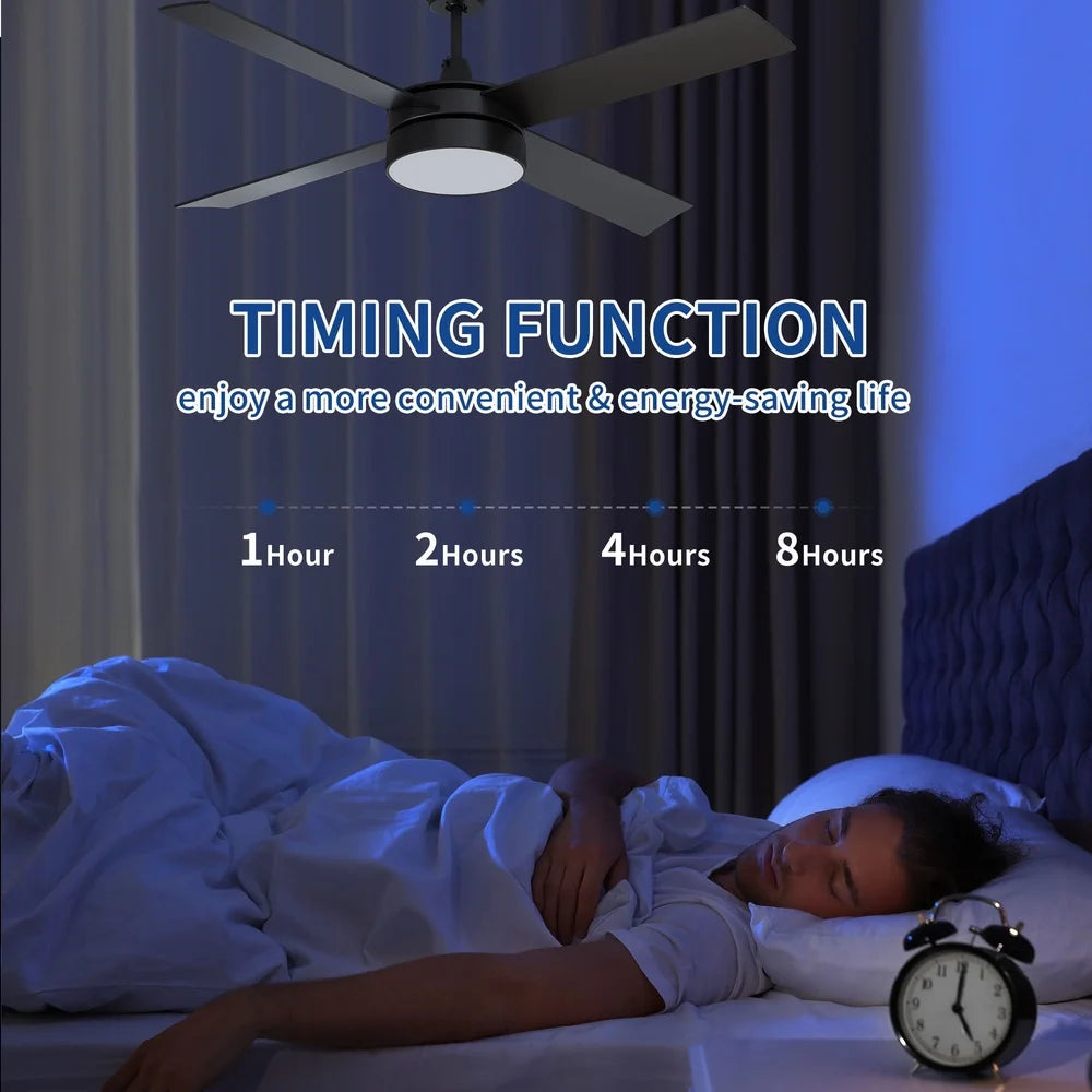 48" Black Ceiling Fan with Light