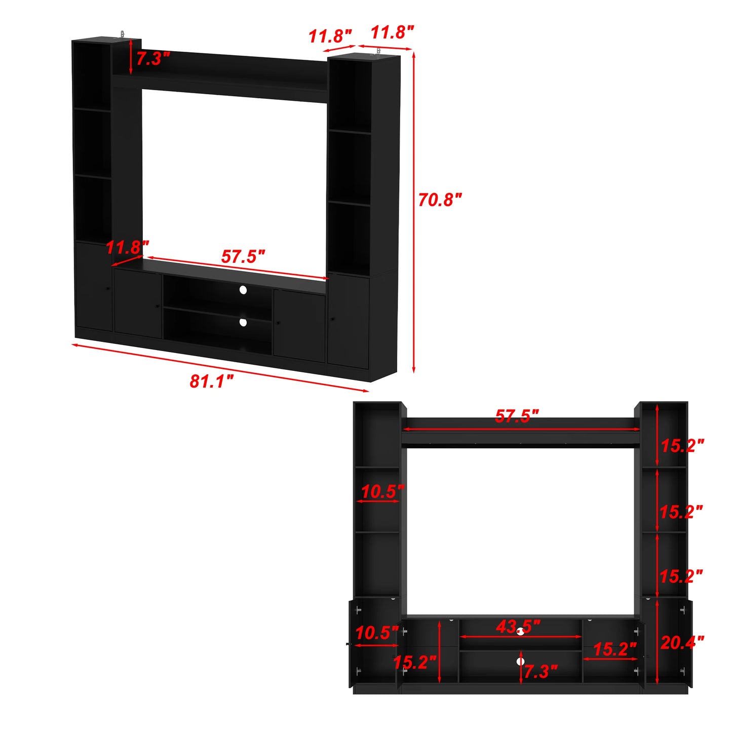 81.1'' modern wall unit 4-door TV stand