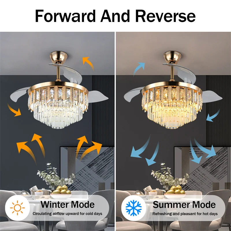 42" Crystal Ceiling Fan With Light