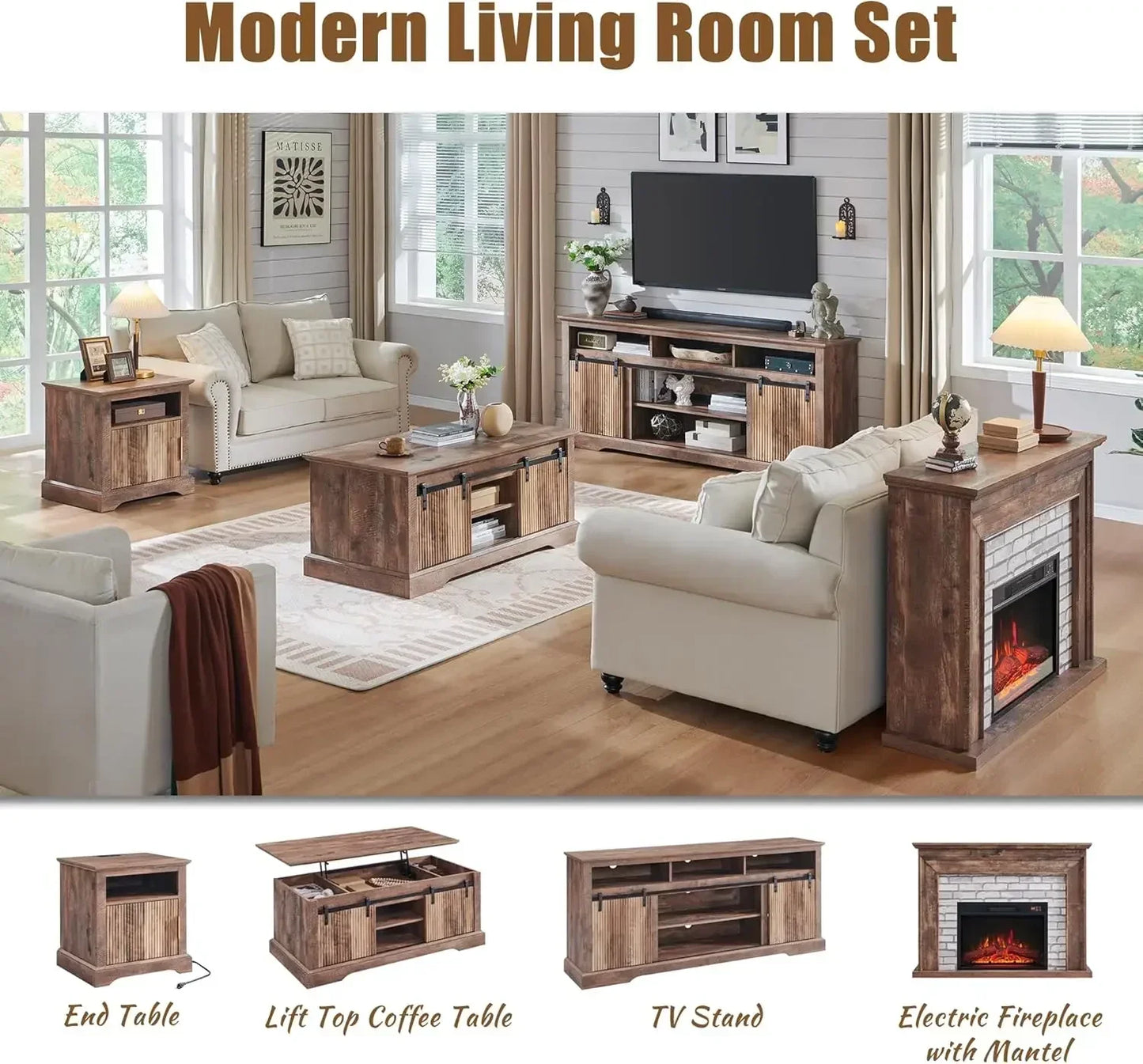 Electric Fireplace Heater, TV Stand