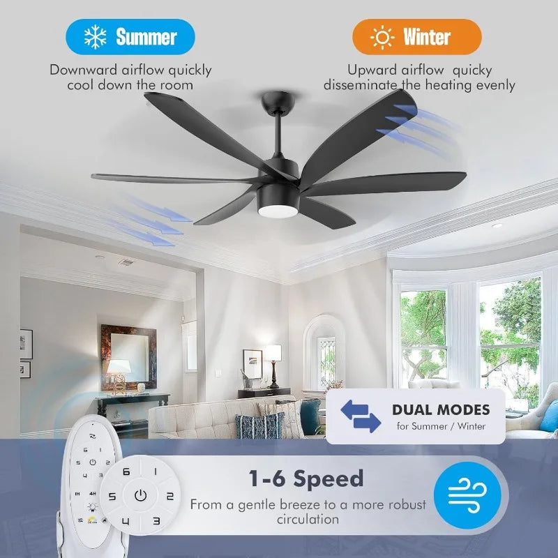 64 inch Black Ceiling Fan with Light