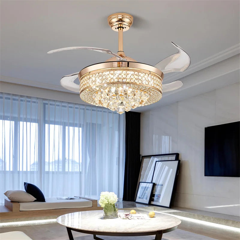 42" Crystal Ceiling Fan With Light
