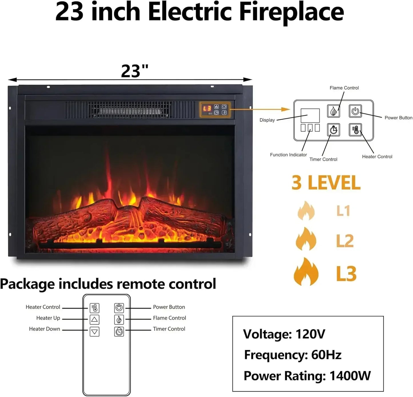 Electric Fireplace Heater, TV Stand