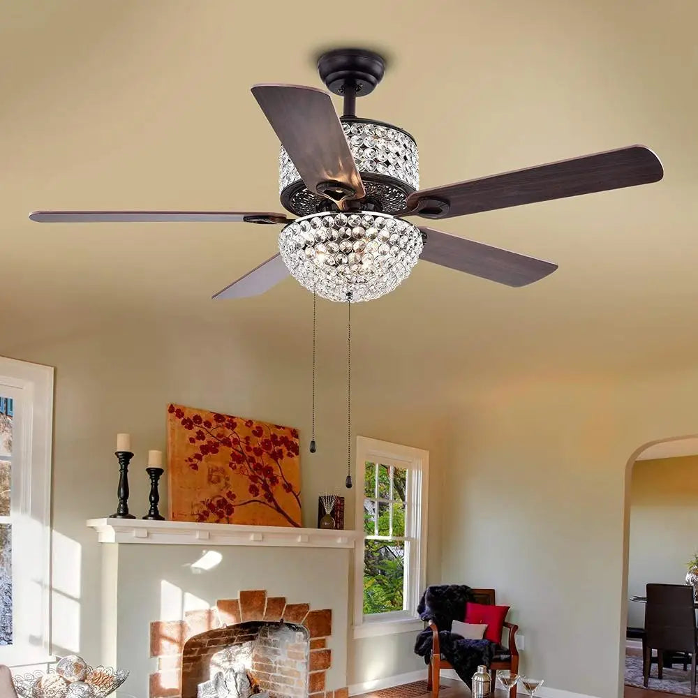 52 inch 6 Light Crystal Ceiling Fan