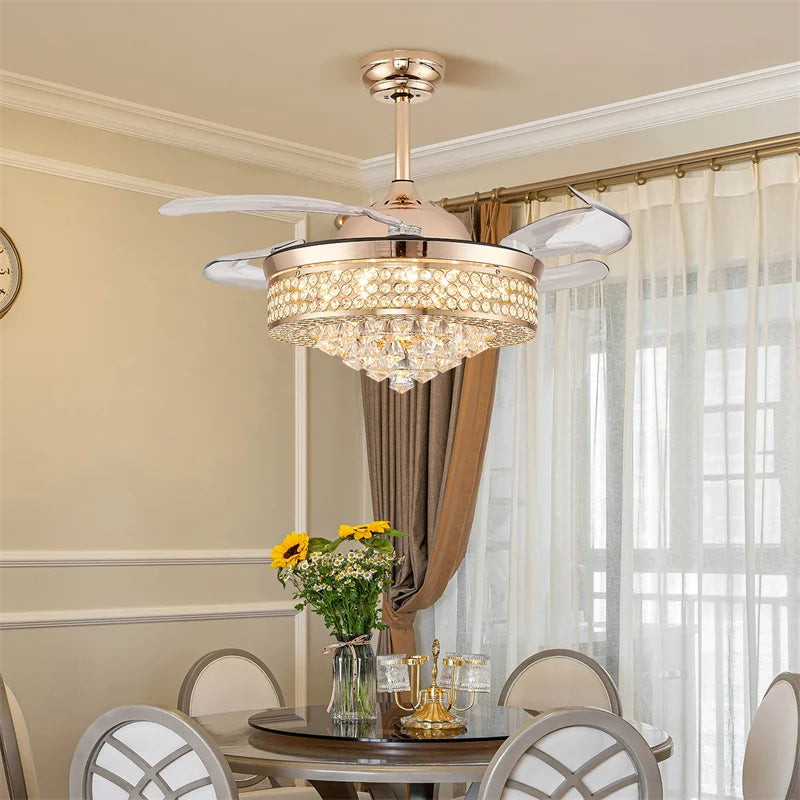 42" Crystal Ceiling Fan With Light