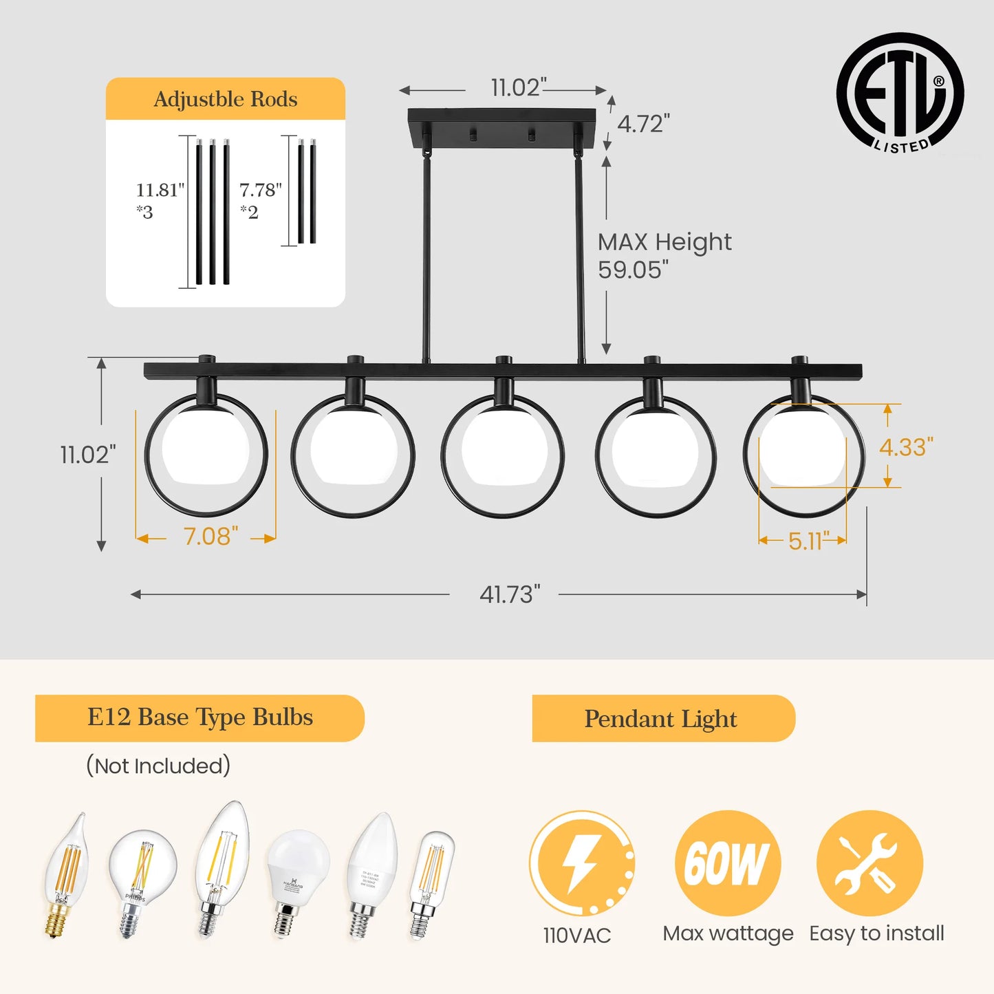 Chandelier with Glass Shade