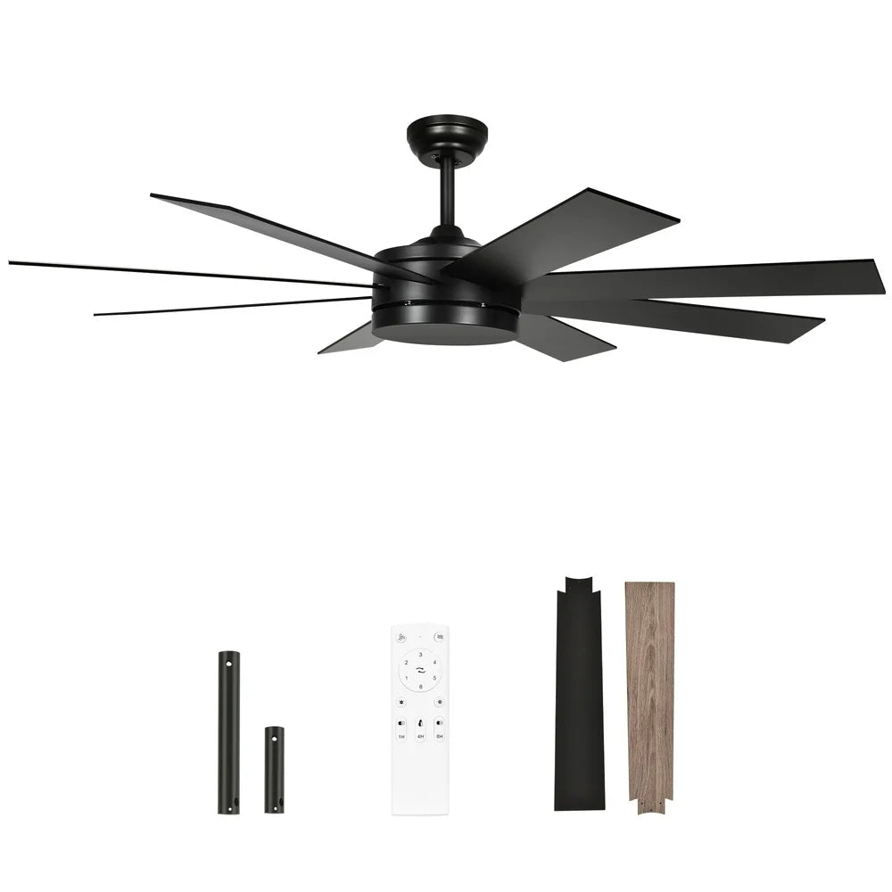 60 Inch Modern Black Ceiling Fan