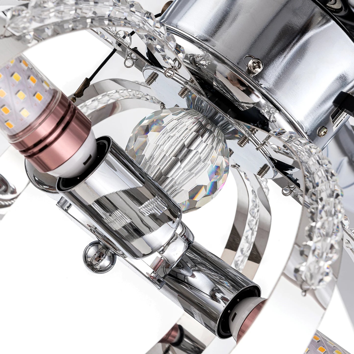 52" Crystal Cage Ceiling Fan Chandelier